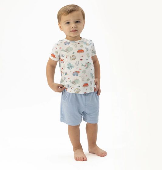 Sailor Sea Creatures  Crew Neck Tee with Casual Short