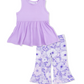 Lacy Lavender Floral  Peplum Tank Top with Baby Bells
