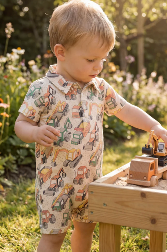 Polo Romper - Busy Building