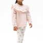Veiled Pink Bows V-Ruffle Sweatshirt and Legging