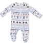 Football Stripe 2 Way Zipper Footie