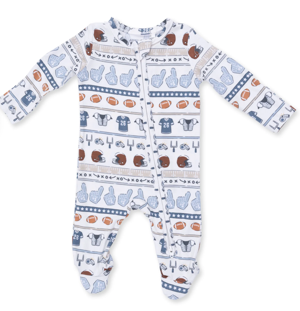 Football Stripe 2 Way Zipper Footie