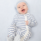 Vintage Stripe Blue 2 Way Zipper Footie