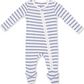 Vintage Stripe Blue 2 Way Zipper Footie