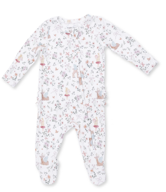Enchanted Woodland 2 Way Ruffle Back Zipper Footie - Angel Dear