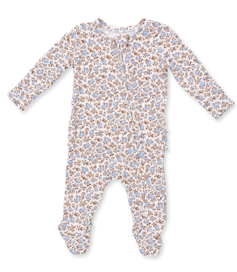 Hazel Floral 2 Way Ruffle Back Zipper Footie