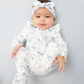 Blue Bows and Flowers 2 Way Ruffle Sleeve Zipper Footie