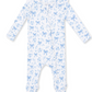 Blue Bows and Flowers 2 Way Ruffle Sleeve Zipper Footie