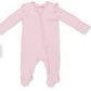 Solid Peachy Pink 2 Way Ruffle Sleeve Zipper Footie