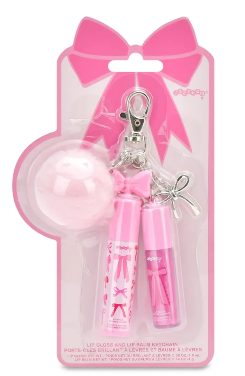 Bow Lip Gloss & Lip Balm Key Chain Set
