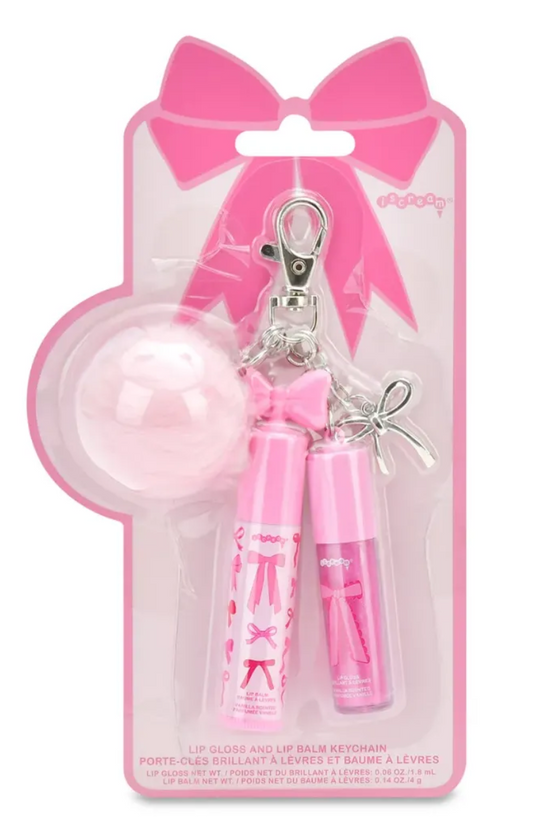 Bow Lip Gloss & Lip Balm Key Chain Set - Iscream
