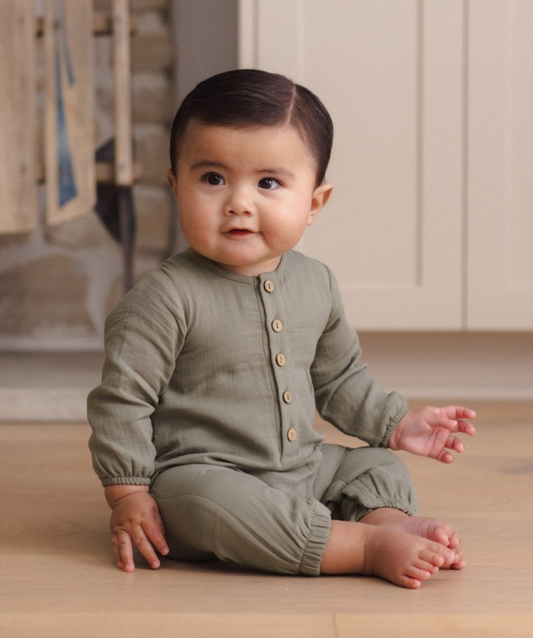 Woven Jumpsuit || Spruce - Quincy Mae