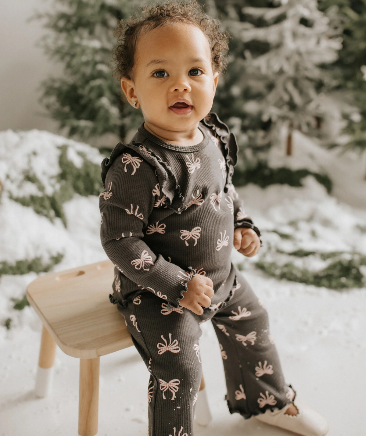 Ribbon Print on Flared Legging Set - Petit Lem