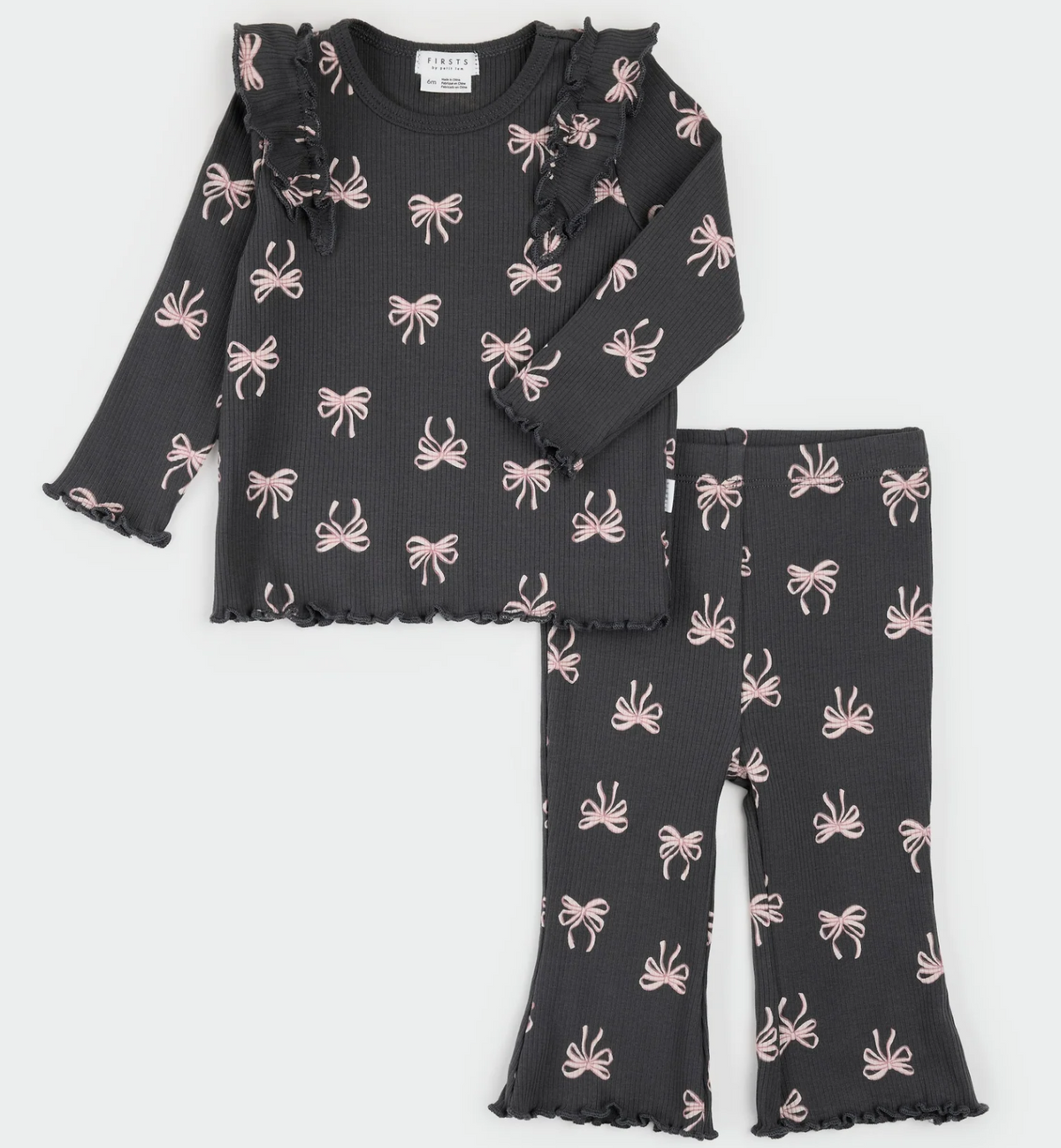 Ribbon Print on Flared Legging Set - Petit Lem