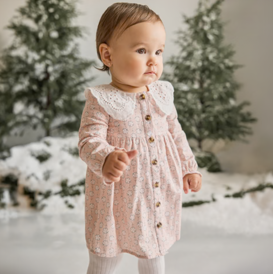 Winter Blooms Brushed Twill Dress Set - Petit Lem