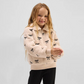 Bows Embroidered Sherpa Almond Half-Zip Pull-Over - Big Girl