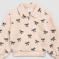 Bows Embroidered Sherpa Almond Half-Zip Pull-Over