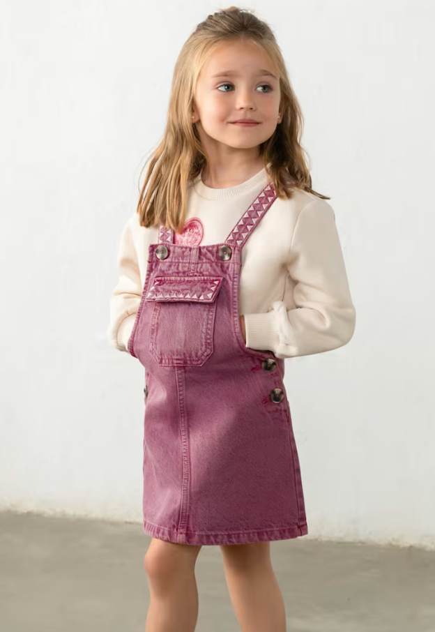 Girl Embroidered Overall Skirt