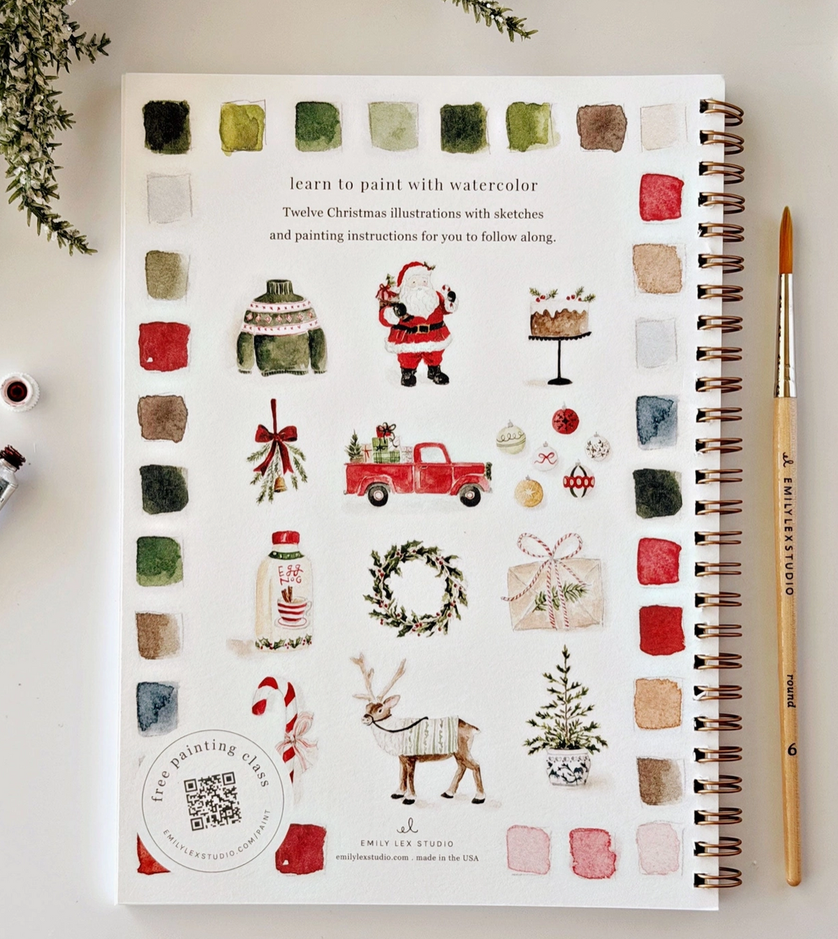 Classic Christmas Watercolor Workbook