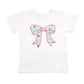 Sky Blue Floral Bow Patch Short Sleeve T-Shirt - White - Sweet Wink