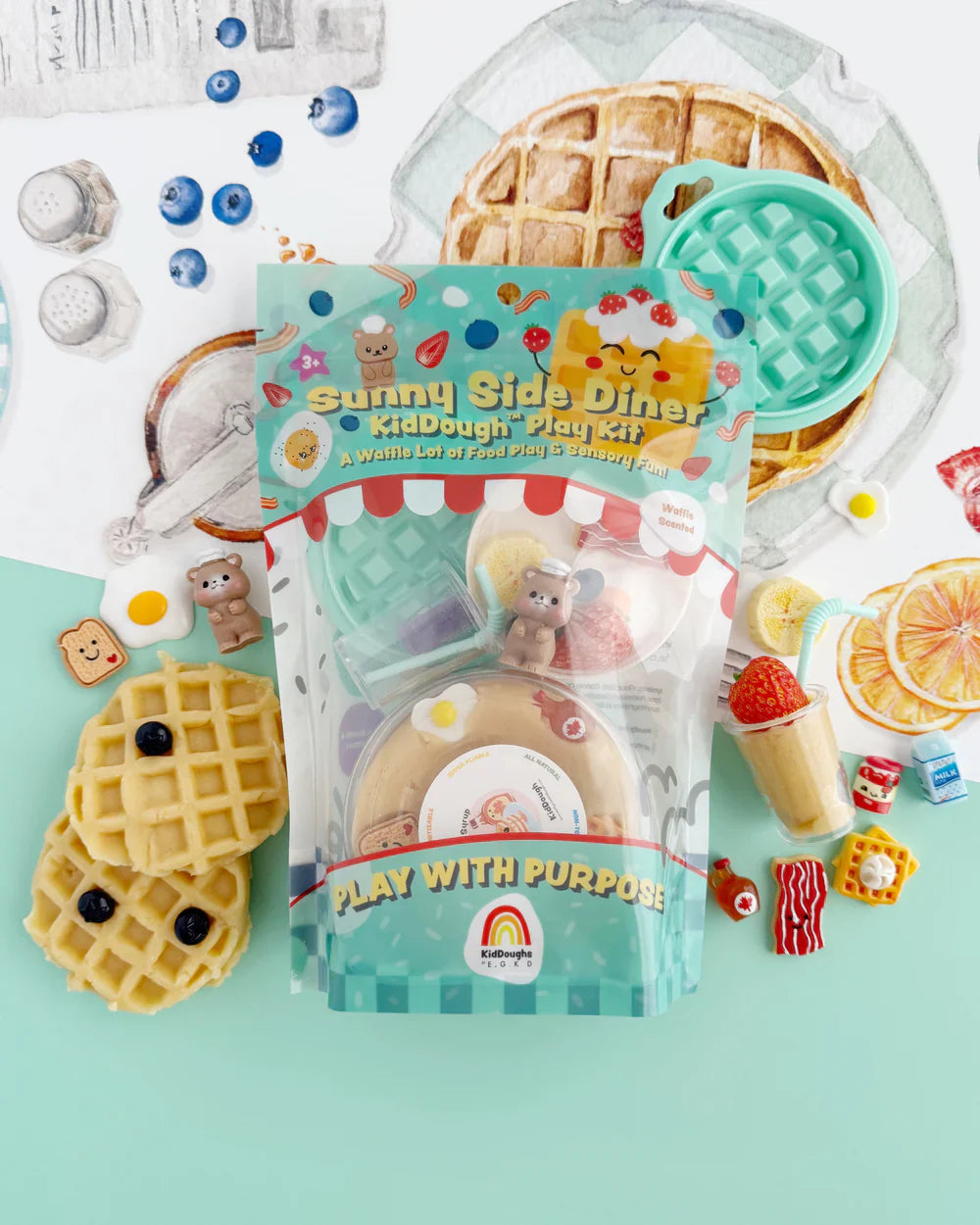 Sunny Side Diner Dough Play Kit | Waffle Scented - Earth Grown KidDoughs (KidDoughs by EGKD)