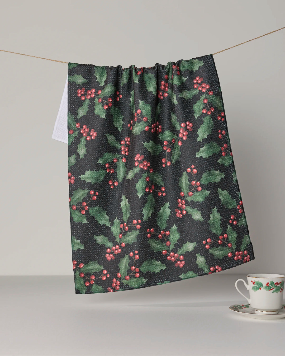 Holly Night Tea Towel