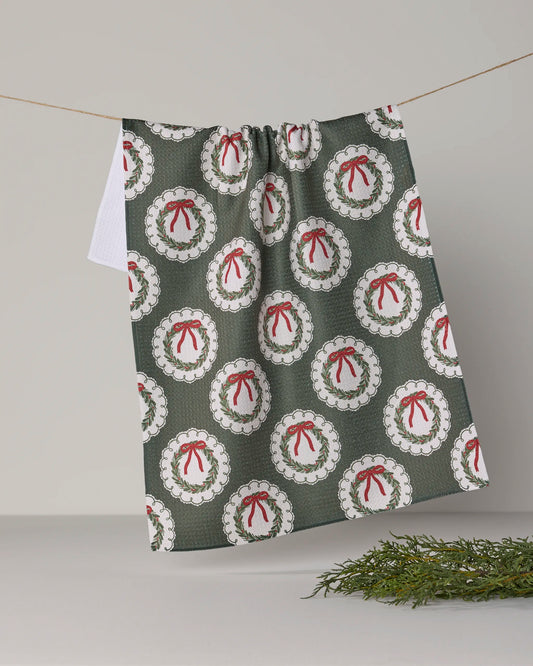 Merry Wreaths Tea Towel