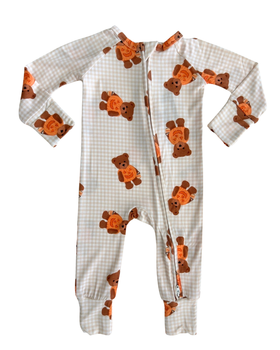 Little Boo Bear Gingham Zipper Romper