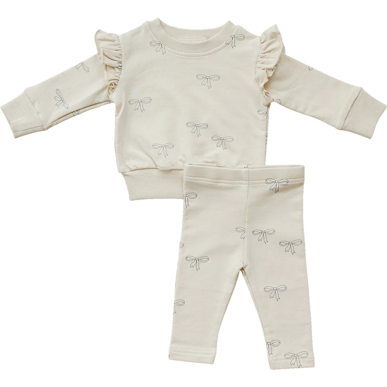 Ribbon Ruffle French Terry Set - Mebie Baby