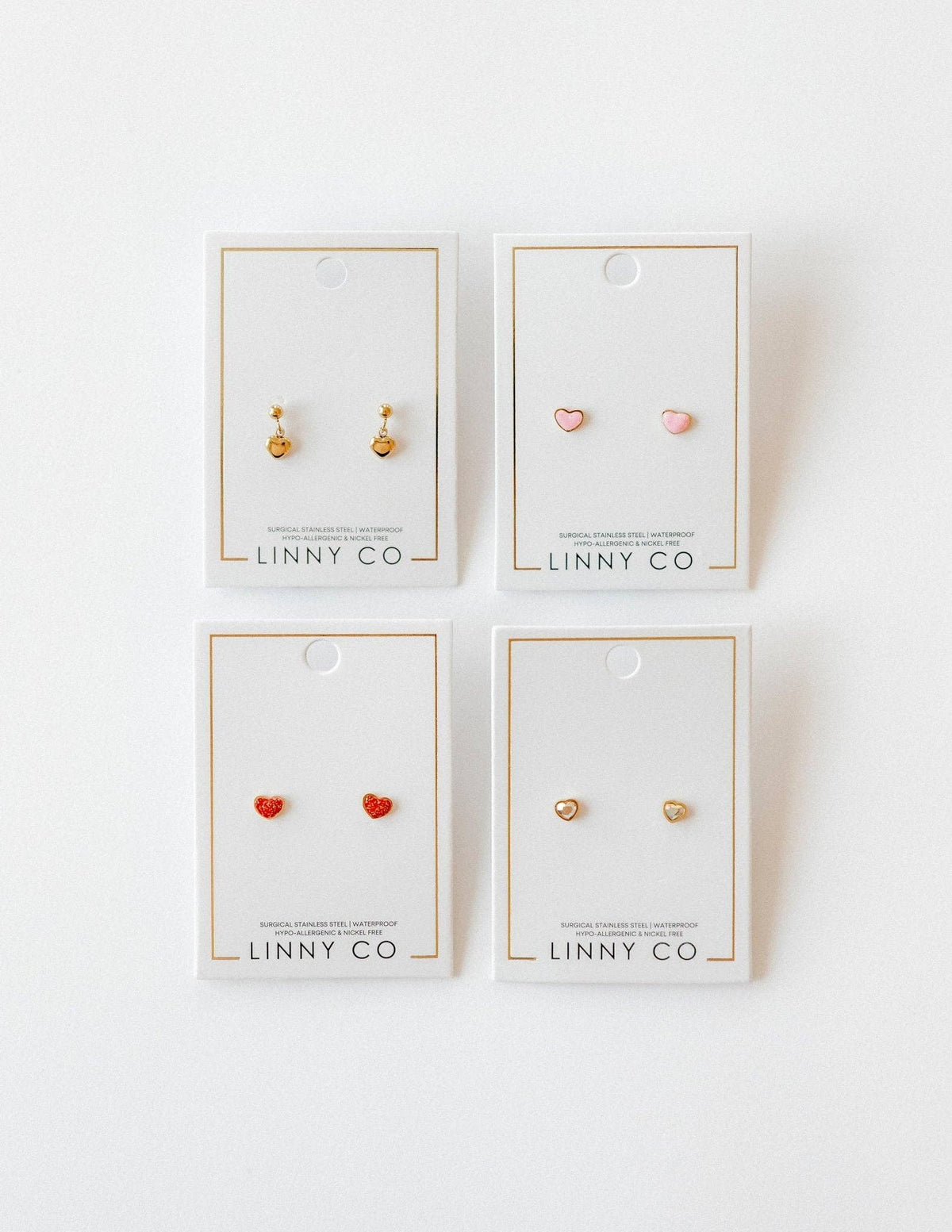 Screwback Stud Earrings - Nora Heart Pink