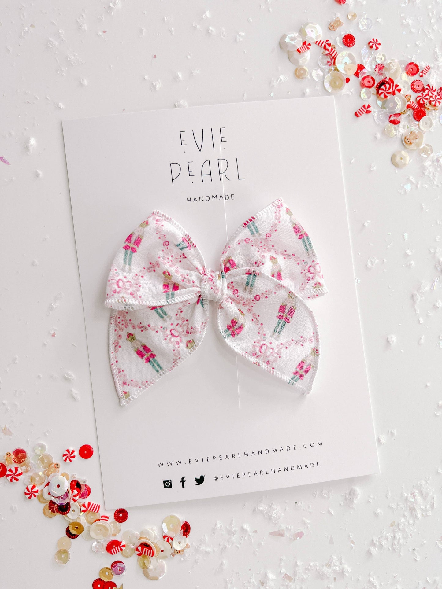 White Nutcracker Bow: Small Pigtails