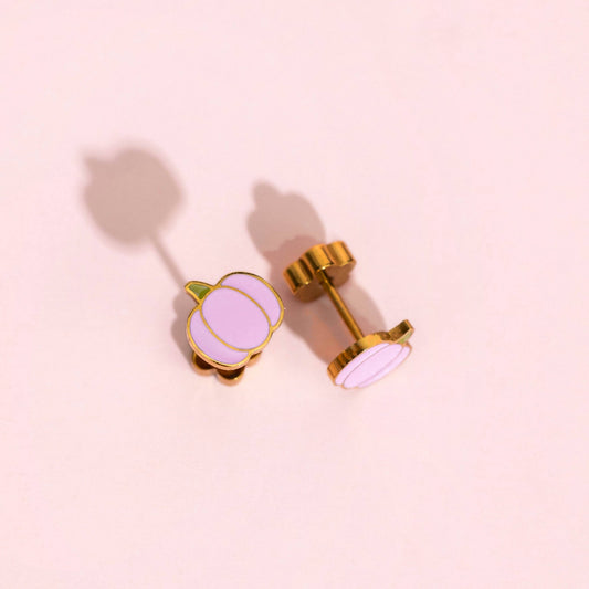 Pink Pumpkin Studs - Pierced Co
