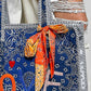 Quilted Indigo Paisley LOVE Tote Bag