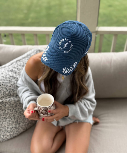 Strong as a mother® Corduroy Hat - Blue: Blue