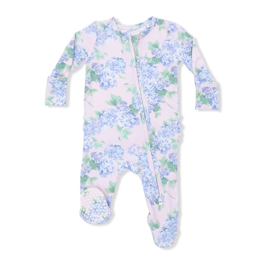 Hydrangeas 2 Way Ruffle Back Zipper Footie Regular price