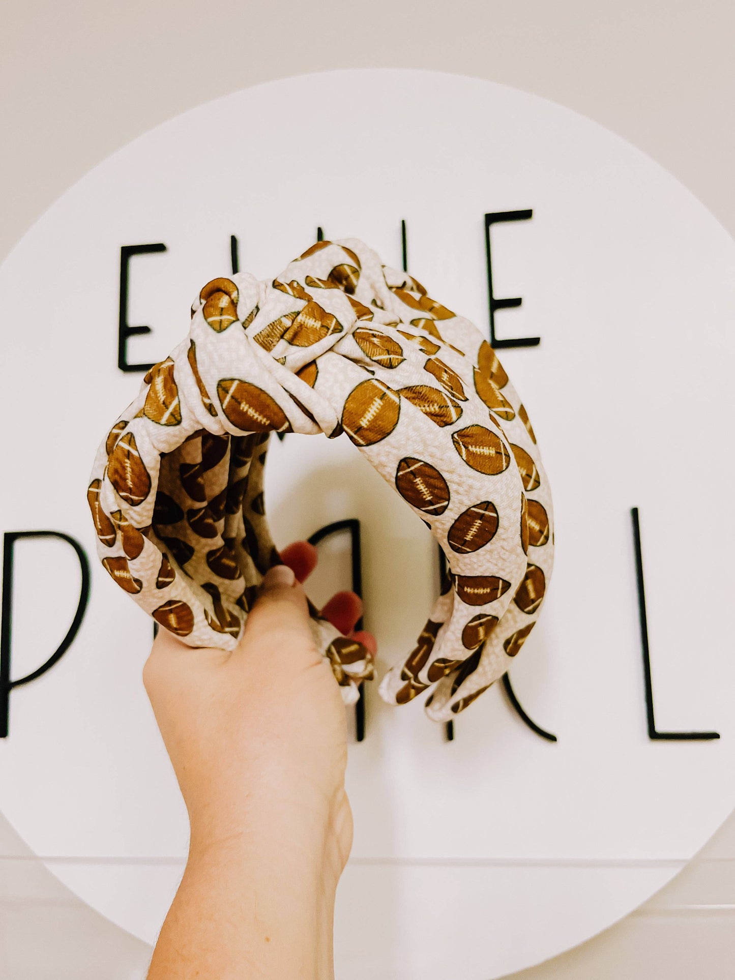 Football Tan Leopard Knotted Headband for Girls & Women - Evie Pearl Handmade LLC