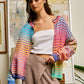 Space-Dye Striped Button-Down Cardigan: RAINBOW