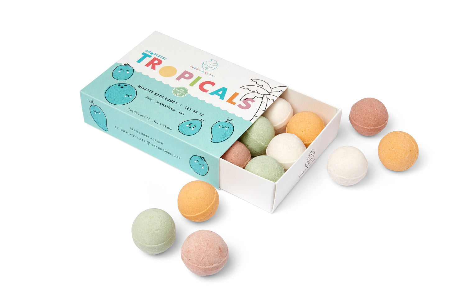 All-Natural Mini Bath Bombs - New Tropical Scents - Dabble & Dollop