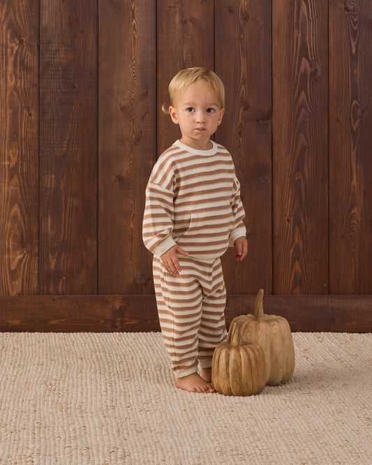 Waffle Slouch Set Spice Stripe - Quincy Mae