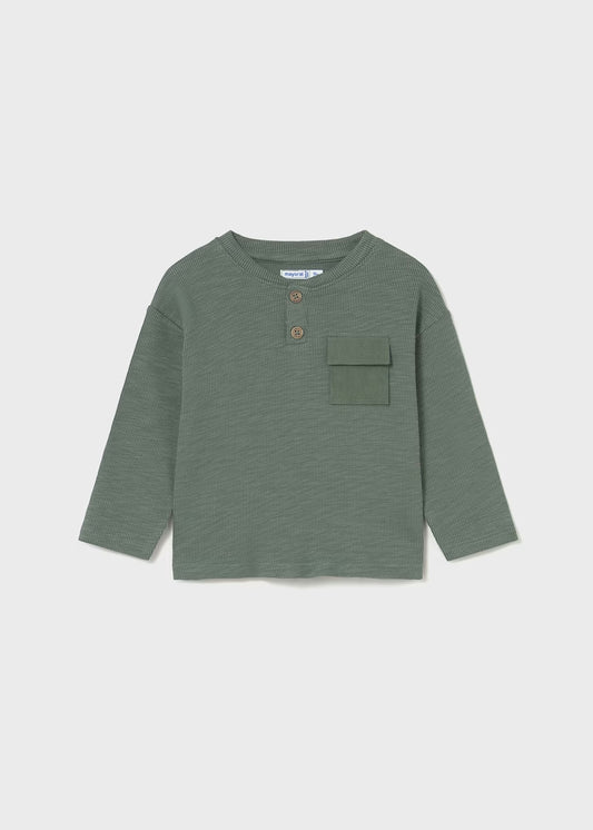 Hunter Green Ribbed Henley - Mayoral