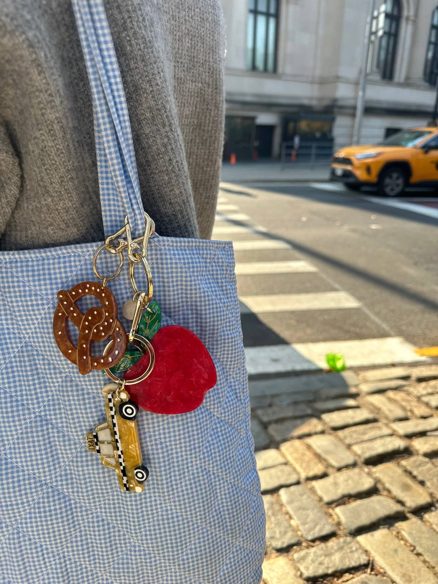 Hand-painted Pretzel Bag Charm & Keychain | Eco-Friendly