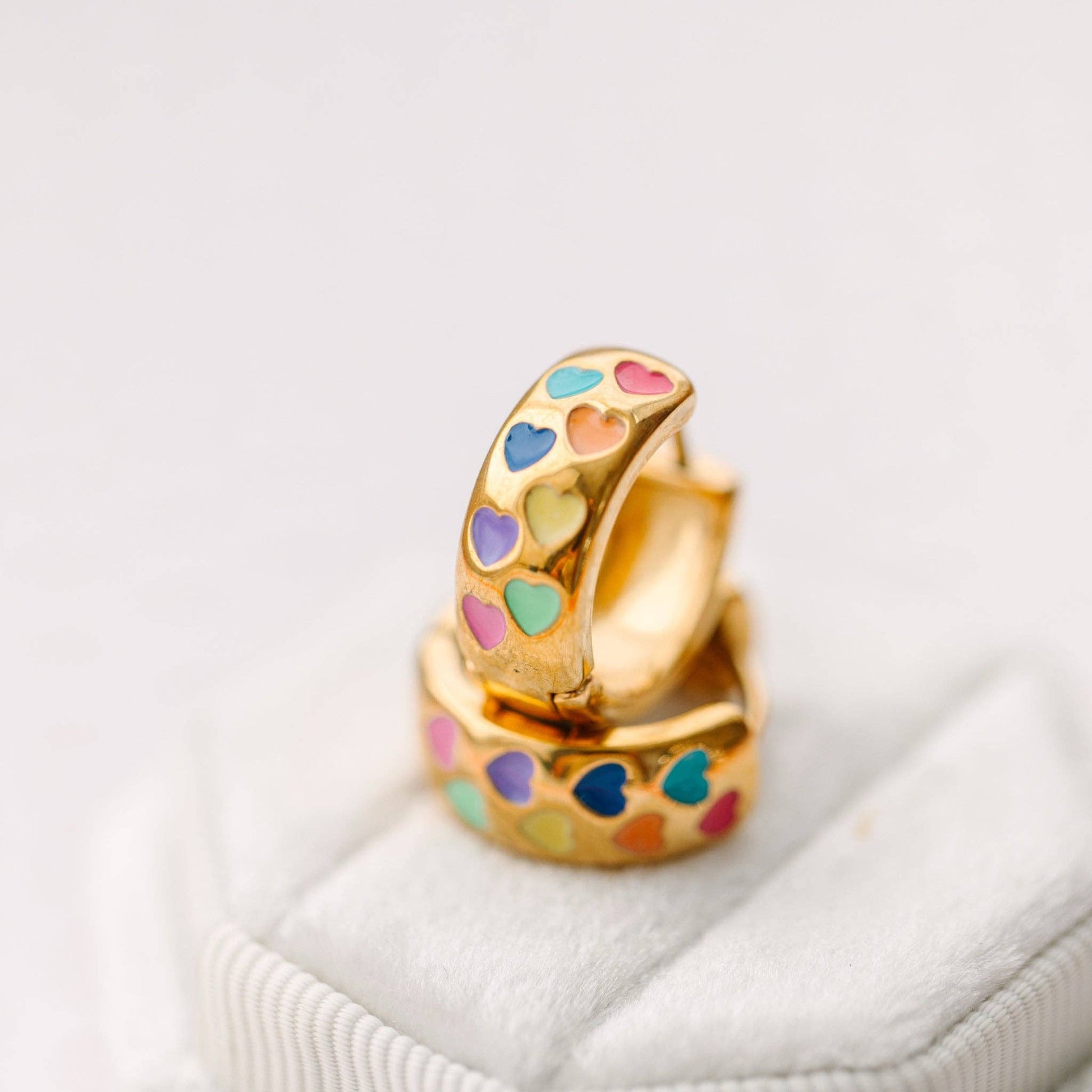 Chunky Rainbow Heart Huggies - Pierced Co