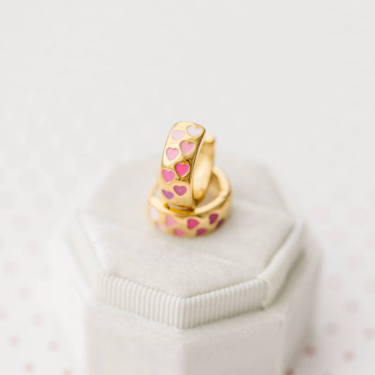 Chunky Pink Heart Ombré Huggies - Pierced Co