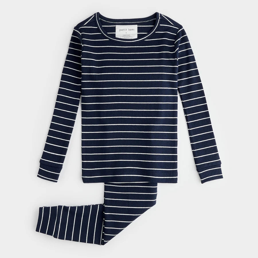 Dress Blue Striped Modal Rib PJ Set