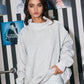 Vintage Wash Print Mock Neck Oversized Sweatshirt