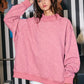 Vintage Wash Print Mock Neck Oversized Sweatshirt -Mauve