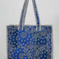 Quilted Indigo Paisley LOVE Tote Bag
