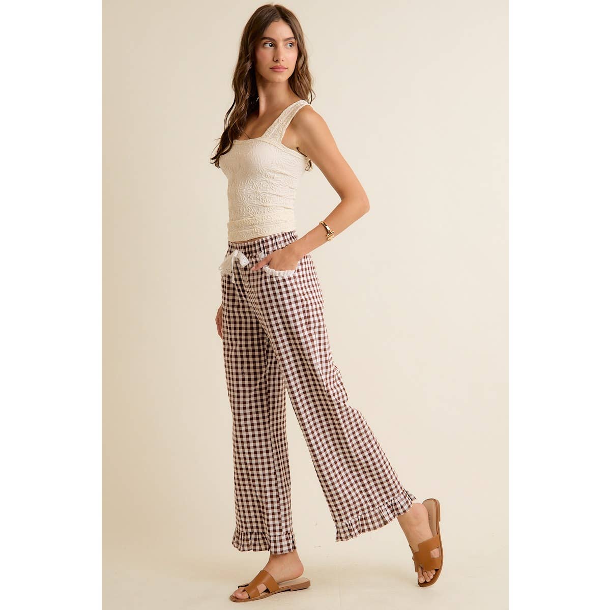 Gingham Ruffle Pants