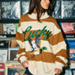 ** Preorder**Lucky Mallard Duck Mock-Neck Sweatshirt Camel
