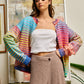 Space-Dye Striped Button-Down Cardigan: RAINBOW